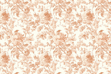 Poster - Floral Toile Tapestry Pattern. Vintage botanical wallpaper pattern. Background image. Created with Generative AI technology
