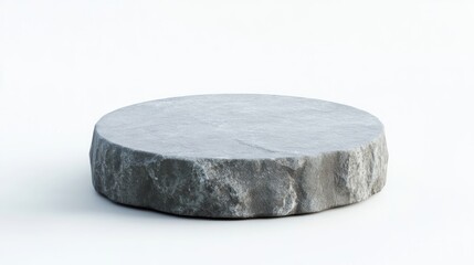 Poster - Round gray stone isolated on a white background perfect for natural textures and design elements in creative projects.