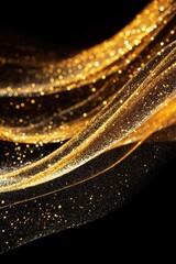 Poster - A detailed view of a golden wave shape on a dark background