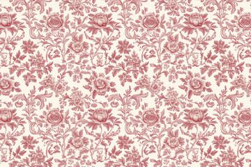 Poster - Floral Toile Tapestry Pattern. Vintage botanical wallpaper pattern. Background image. Created with Generative AI technology