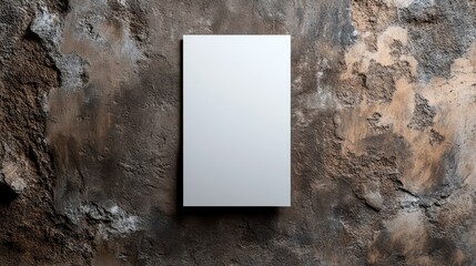 Poster - Blank Vertical Poster for Business Cards Displayed Diagonally on a Textured Brown and Gray Concrete Wall Surface