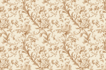 Poster - Floral Toile Tapestry Pattern. Vintage botanical wallpaper pattern. Background image. Created with Generative AI technology