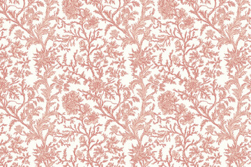 Poster - Floral Toile Tapestry Pattern. Vintage botanical wallpaper pattern. Background image. Created with Generative AI technology