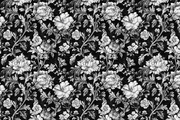 Poster - Floral Toile Tapestry Pattern. Vintage botanical wallpaper pattern. Background image. Created with Generative AI technology