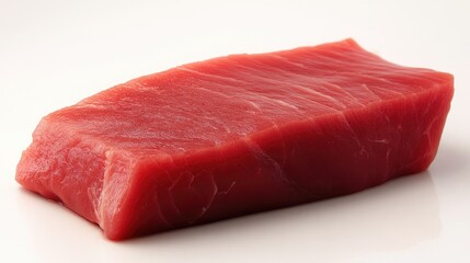 Aufkleber - Fresh raw tuna steak on a clean surface ready for cooking or sashimi preparation showcasing its vibrant pink color and texture.