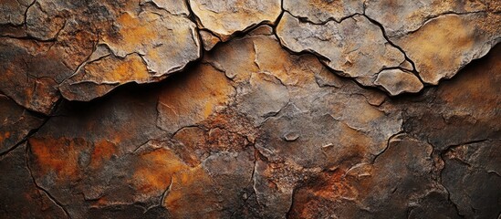 Poster - Rugged textured stone wall with intricate surface patterns perfect for photography and design projects showcasing natural beauty and depth.