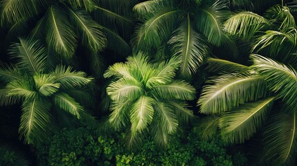 Poster - Lush Tropical Pine Forest Canopy with Vibrant Green Foliage in an Aerial Perspective Natural Landscape Background