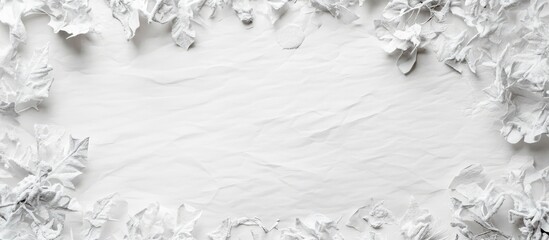 Aufkleber - Elegant flat lay of crumpled white paper surrounded by festive holiday decorations perfect for seasonal greetings or creative text layouts