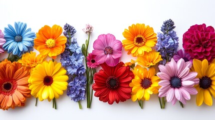 Poster - This stunning floral arrangement features an array of colorful blooms, blending hues of blue, orange, pink, and yellow