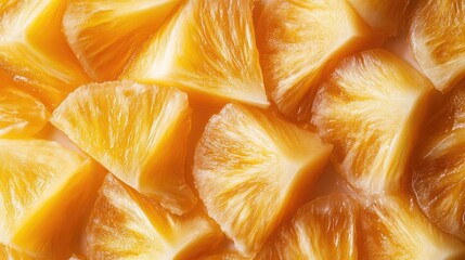 Aufkleber - Freshly cut pineapple slices on a white background with vibrant colors showcasing their juicy texture and tropical appeal.