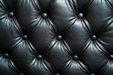 Poster - A close-up shot of black leather upholstery with subtle stitching and texture
