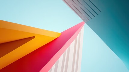 Poster - Playful and Vibrant Three-Dimensional Abstract Geometry with Warm Tones and Cool Background