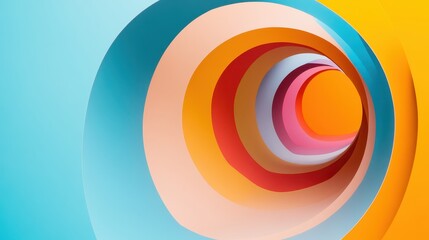 Poster - Vibrant Three-Dimensional Spirals in Colorful Tones Creating Dynamic Visual Depth and Movement
