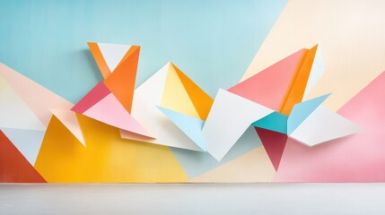 Poster - Three Dimensional Vibrant Geometric Shapes in Colorful Abstract Wall Art Design