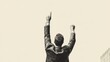 © marfuah - Businessman celebrating success, arms raised high.