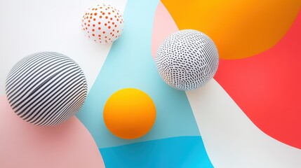 Poster - Playful Three-Dimensional Spheres in Vibrant Colors on Colorful Background Design for Creative Projects