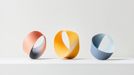 Poster - Colorful Three-Dimensional Shapes Create Dynamic Visual Contrast on Minimalist Background