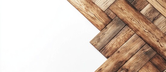 Aufkleber - Top View of Rustic Vinyl Suspension Flooring Design on White Background with Space for Branding or Promotional Text
