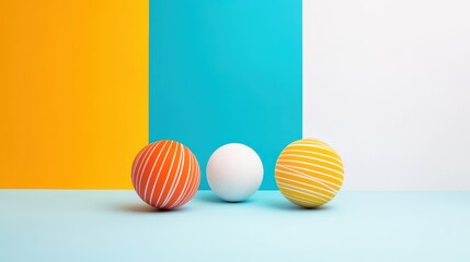 Poster - Colorful Three-Dimensional Spheres on Vibrant Background in Dynamic Composition
