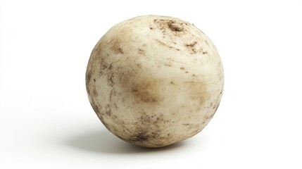 Poster - Turnip vegetable displayed on a clean white background showcasing its round shape and earthy texture for culinary and health themes.