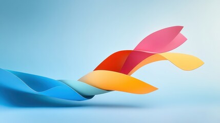 Poster - Colorful Three-Dimensional Shapes in Dynamic Motion Creating Visual Flow and Artistic Appeal