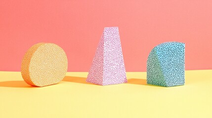 Poster - Colorful Three-Dimensional Geometric Shapes on Bright Background for Dynamic Visual Appeal