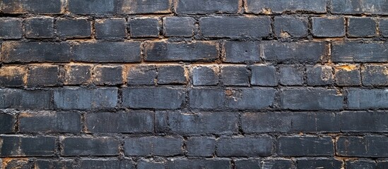 Fototapete - Textured close-up of aged black brick wall showcasing rich dark tones and uneven surfaces perfect for adding promotional or informative text.