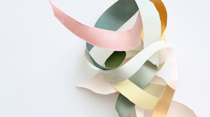 Poster - Playful Dynamic Composition of Colorful Curved Paper Strips in Three Dimensions for Creative Design