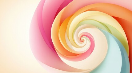 Poster - Vibrant Three-Dimensional Spirals in Soft Color Gradations on a Light Background