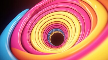 Poster - Vibrant Three-Dimensional Spiral of Colorful Swirls in Dynamic Motion with Smooth Gradient Effects