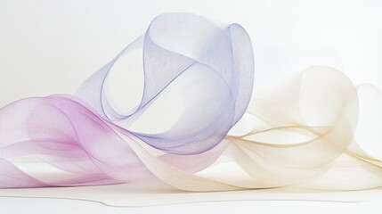 Poster - Vibrant and Dynamic Three-Dimensional Abstract Design with Flowing Shapes and Soft Colors