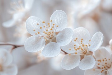 Aufkleber - A detailed view of multiple white flowers in bloom