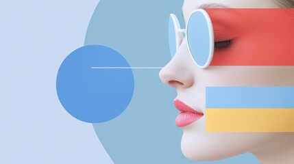 Poster - Playful and Dynamic Three-Dimensional Composition with Bold Colors and Geometric Shapes