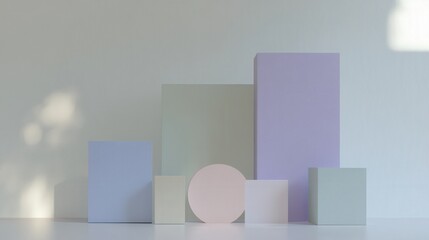 Poster - Three Dimensional Vibrant Geometric Shapes Arranged Artistically on a Minimalistic Background