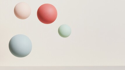 Poster - Playful and Vibrant Three-Dimensional Spheres Floating in Air Against a Soft Background