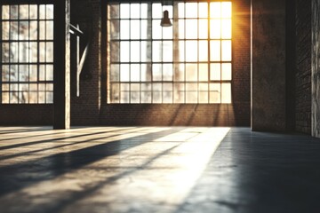 Poster - Sun shining through an old building window