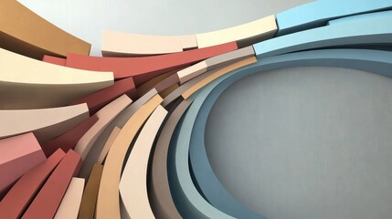 Poster - Playful Three-Dimensional Shapes with Soft Colors in Abstract Photography and Artistic Design Elements