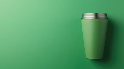 Aufkleber - Green Tumbler on Minimalist Background with Ample Empty Space for Branding or Text