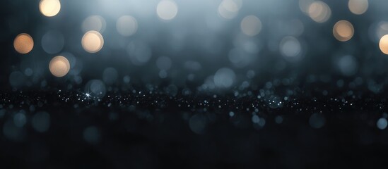Leinwandbilder - Dark gray abstract background with blurred bokeh lights creating a textured wall design featuring ample empty space for text placement