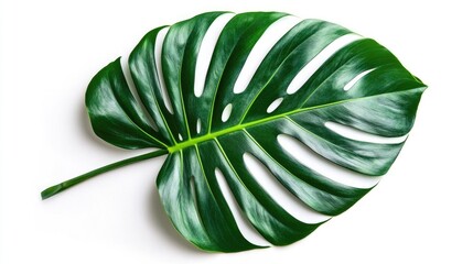 Fototapete - Monstera Palm Leaf Isolated on Clean White Background for Tropical Decor and Design Concepts