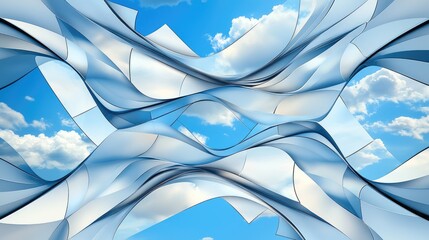 Abstract sky view, flowing design, cloudscape, architectural concept, background