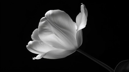 Aufkleber - Elegant Black and White Tulip Blossom Isolated on Dark Background Showcasing Natural Beauty and Grace of Floral Design
