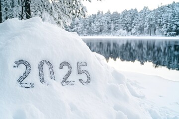 Poster - A large snow pile with the numbers 2015 written on it