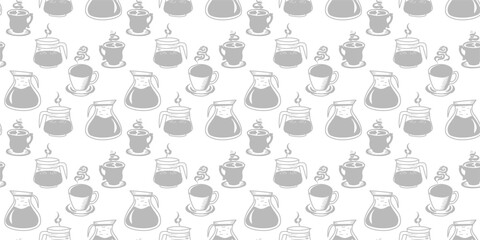 Wall Mural - Coffee and Cafe pattern background. Vintage Coffee Doodle Pattern background. cafe pattern background. Cafe Themed Coffee Bean Pattern background.