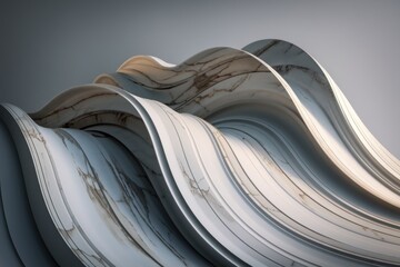 Poster - Abstract 3D rendering of flowing marble waves, creating a luxurious and elegant design.