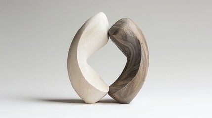 Poster - Abstract Wooden Artwork Featuring Unique Carved Formations in Natural Tones for Modern Decor