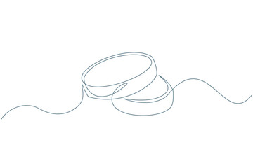 Poster - Wedding Rings One Continuous Line Drawing Sign Proposal and Marriage Invitation Concept. Vector illustration of Engagement Simple Linear Style