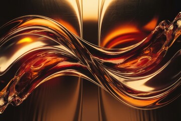 Poster - Abstract swirling liquid, golden amber hues, flowing smoothly, elegant curves, luxurious texture.