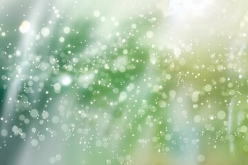 Poster - Abstract green bokeh background with bright lights and soft focus, creating a dreamy and ethereal atmosphere.