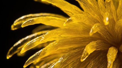 Poster - Close-up shot of a bright yellow flower against a dark black background